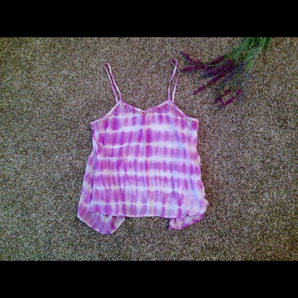 Dainty Purple Tie-Dye Sleevless Blouse